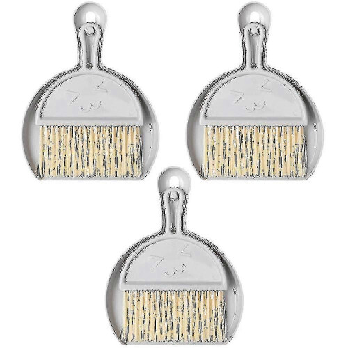 (Nordic Grey) 3pcs Mini Dustpan And Brush Set For Office Home Table Desktop Cleaning