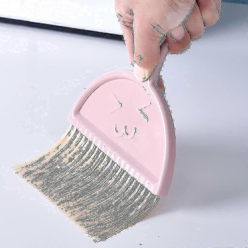 (Pink) 3pcs Mini Dustpan And Brush Set For Office Home Table Desktop Cleaning 1