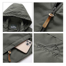 (XL,Army Green)Jacket Hooded Coat Waterproof Warm Windbreaker for Men Fishing Hiking