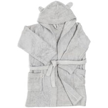 (12 Jahre, Grau) Kids Bathrobe with Hood and Side Pockets, Boys or Girls, Super Soft & Absorbent 100% Cotton Terry, Hood with Ears