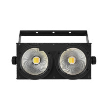 (Black - EU Plug) DJ Stage Light Dual Head 200W LED, 2X100W Blinder, 2In1 Cool/Warm White, DMX Uplights For Weddings