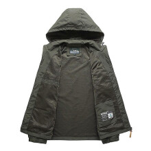 (2XL,Army Green)Jacket Hooded Coat Waterproof Warm Windbreaker for Men Fishing Hiking