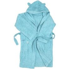 (6 Jahre, Himmelblau) Kids Bathrobe with Hood and Side Pockets, Boys or Girls, Super Soft & Absorbent 100% Cotton Terry, Hood with Ears