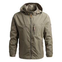 (S,Khaki)Jacket Hooded Coat Waterproof Warm Windbreaker for Men Fishing Hiking