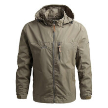 (3XL,Khaki)Jacket Hooded Coat Waterproof Warm Windbreaker for Men Fishing Hiking
