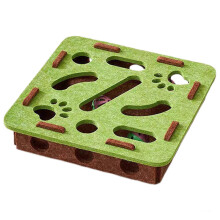 (Quadrate, Green) Felt Maze Box Interactive Felt Puzzle Box for Indoor Cats for Small Medium Large Cats