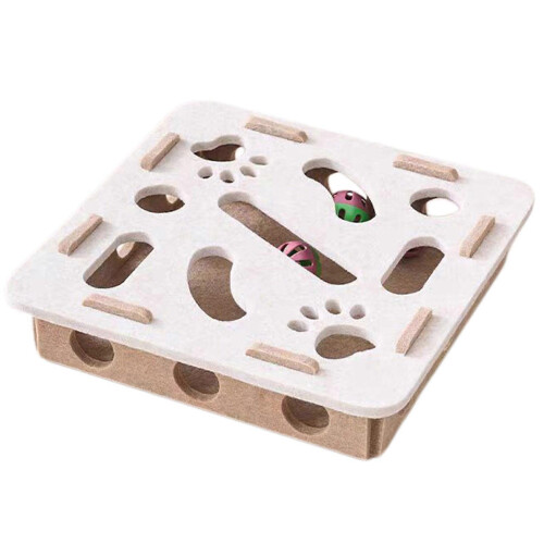 (Quadrate, Camel) Felt Maze Box Interactive Felt Puzzle Box for Indoor Cats for Small Medium Large Cats