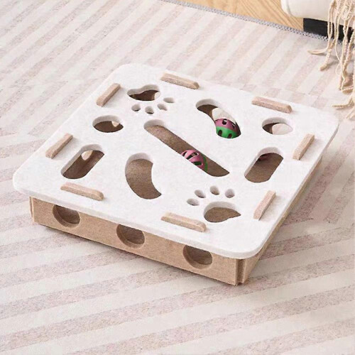 (Flower, Grey) Felt Maze Box Interactive Felt Puzzle Box for Indoor Cats for Small Medium Large Cats 2
