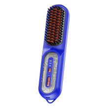 (blue) Mini Portable Electric Hair Straightening Comb Portable Lightweight Hair Flat Iron for Women Female
