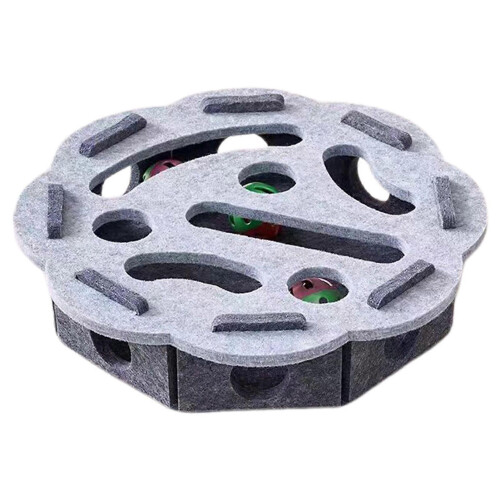 (Flower, Grey) Felt Maze Box Interactive Felt Puzzle Box for Indoor Cats for Small Medium Large Cats