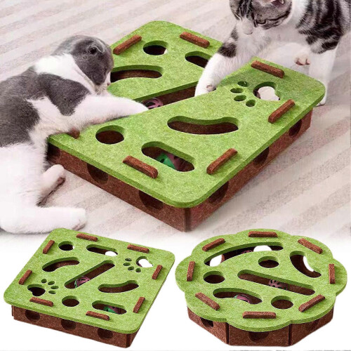 (Flower, Grey) Felt Maze Box Interactive Felt Puzzle Box for Indoor Cats for Small Medium Large Cats 1