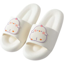 (chick, 5.5-6) Cloud Slippers for Women, Thick Sole Pillow Slides, Soft Comfy Non-Slip Open Toe Cushion Sandals for Bathroom Shower & Home
