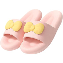 (bow, 7/8) Cloud Slippers for Women, Thick Sole Pillow Slides, Soft Comfy Non-Slip Open Toe Cushion Sandals for Bathroom Shower & Home