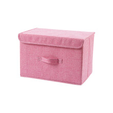 (Pink) Cotton And Linen Cloth Covered Storage Box Clothing And Debris Storage Artifacts Household Daily Collapsible Washing Box