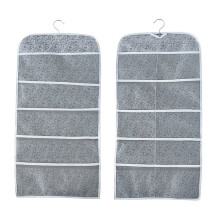 (Gray) 5+10 Non-woven Double-sided Storage Bag Washable Wardrobe Multi-pocket Bra Hanging Bag Door Rear Storage Bag
