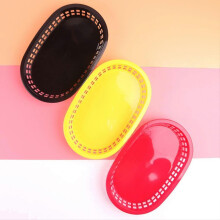 (50 Pcs, Green) 100pcs/50pcss Food Basket Oval Shape Dinnerware Plastic French Fries Fast Food Storage Plates For Restaurant