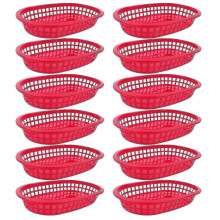 (50 Pcs, Red) 100pcs/50pcss Food Basket Oval Shape Dinnerware Plastic French Fries Fast Food Storage Plates For Restaurant