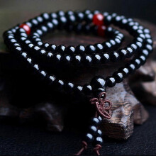 (1 Pcs, Black) Sandalwood Tibetan Buddhism Mala Sandal Prayer Beads 108 Beads Bracelet Necklace