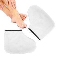 White Paraffin Wax Spa Booties 2pcs Foot Covers for Hot Wax Refills and Therapy