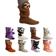 (bat)3D Cute Animals Socks Knitted Animal Pattern Floor Socks Unisex Funny Winter Christmas Gifts