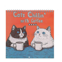 (Color1) Cats Chillin' with Books 2026 Wall Calendar - Funny Cute Cat Wall Calendar Home Decor, Bookish Gift for Book Lovers