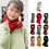 (Green)Children'S Knitted Scarf Neck Protection Solid-Color Leather Label Scarf 5