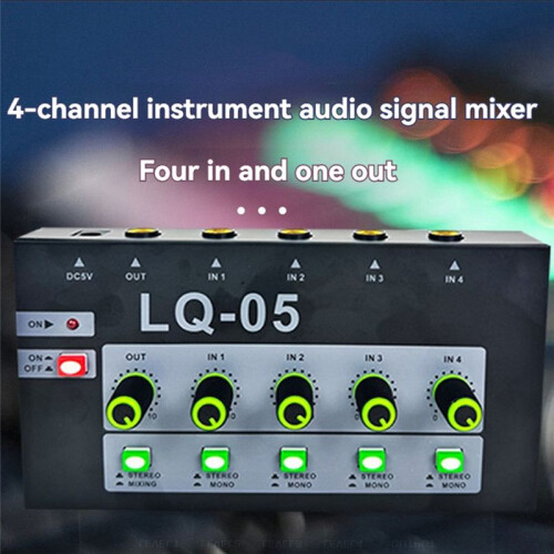 LQ-05 4-Channel Microphone Mixer,  Instrument Amplifier Audio Input Multifunctional Mixing Effect Device EU Plug 2