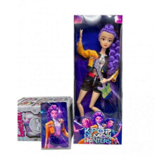 (Purple) 3X Kpop Demon Hunters New Girl Group High Appearance Rubber Doll Joint Movable Doll Children's Birthday Surprise Gift