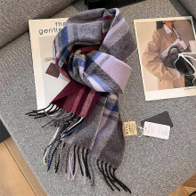 (180*30cm, Black and Red) Maillard 100% Pure Wool Plaid Scarf Winter Warm Unisex Neck Wrap Student Gift Multi-Color