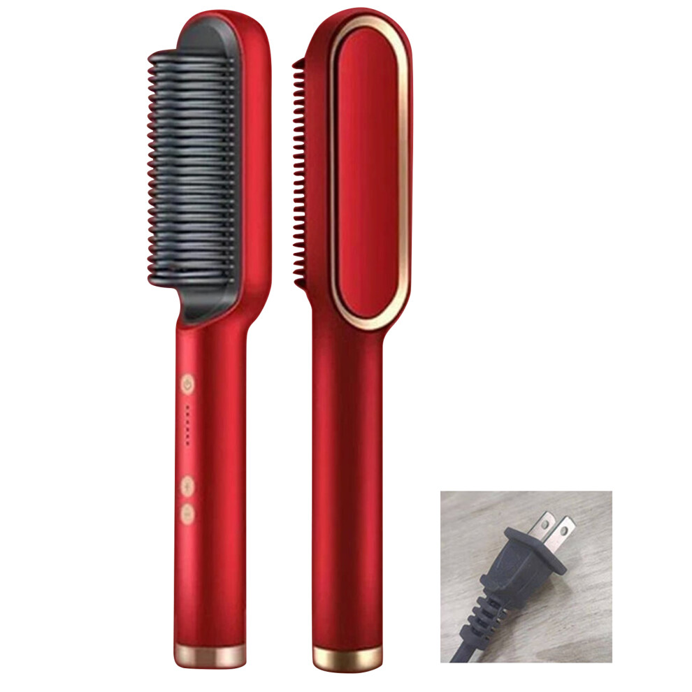 Ergonomic Hair Straightener Comb, Negative Ion 2-in-1 Styler & Curler with PTC Heating Technology, Precision Cleaning for Safe & Easy Hair Care