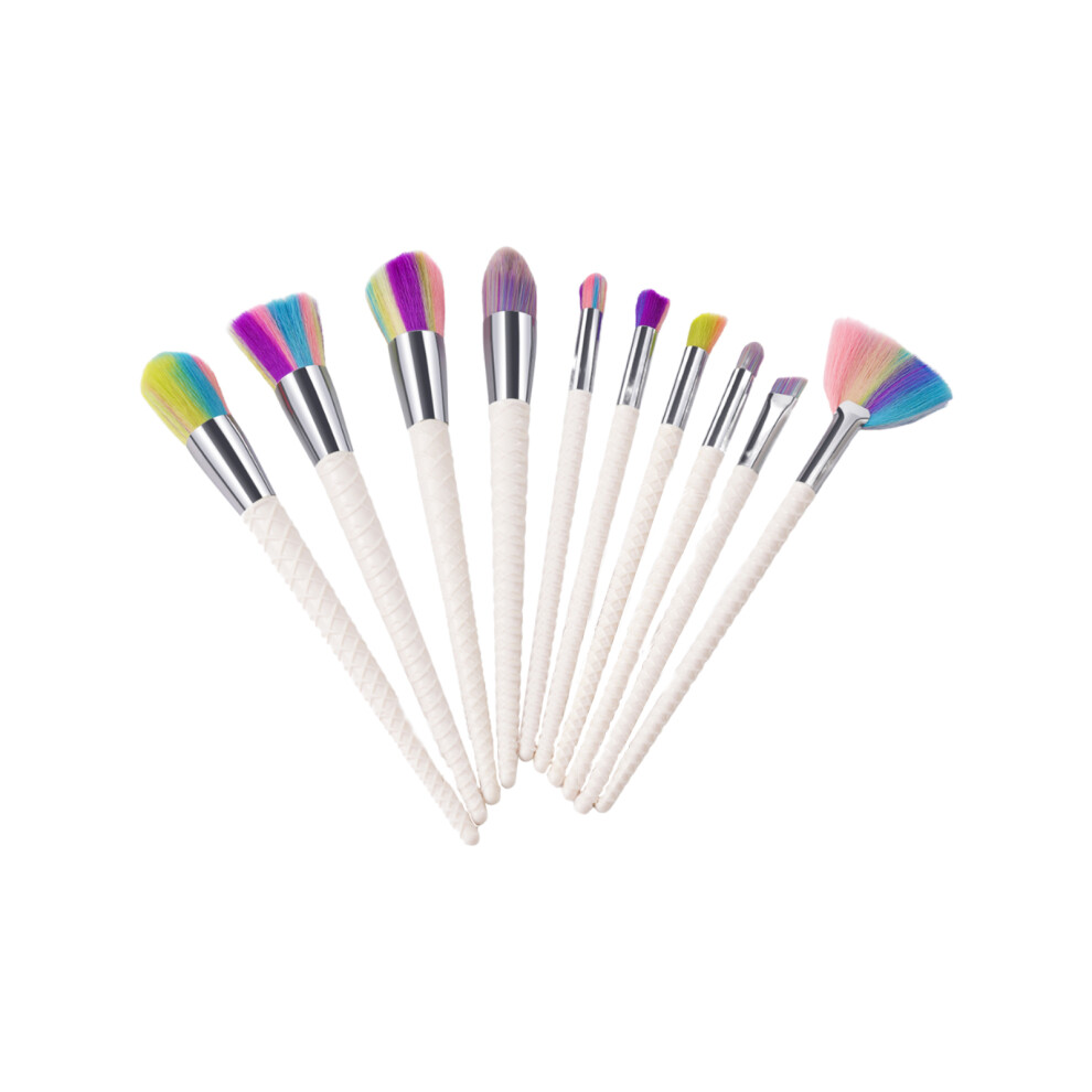 Cute Mermaid Shape Makeup Brush Set, 10PCS Multicolor Gradient Handle Eye Brushes for Flawless Eye Makeup, Skin-friendly and Non-Shedding