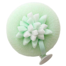 (Green) Suction Cup Holder Bath Sponge, Spa-Grade Soft Exfoliating Shower Scrubber Loofah for Back & Body Wash