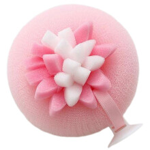 (Pink) Suction Cup Holder Bath Sponge, Spa-Grade Soft Exfoliating Shower Scrubber Loofah for Back & Body Wash