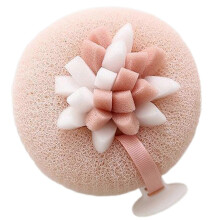 (Brown) Suction Cup Holder Bath Sponge, Spa-Grade Soft Exfoliating Shower Scrubber Loofah for Back & Body Wash