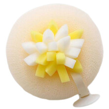 (Yellow) Suction Cup Holder Bath Sponge, Spa-Grade Soft Exfoliating Shower Scrubber Loofah for Back & Body Wash