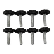 8 Pcs Black Spare Part M8 x 30mm Male Threaded Knurled Grip Star Knob