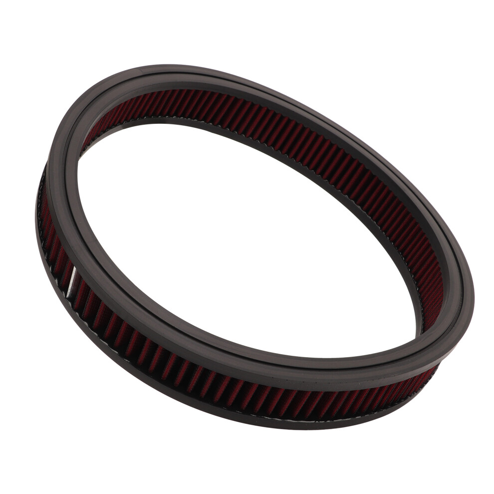 14X2in Washable High Flow Round Air Filter For Hot Rod & Cars Red 8781377004656
