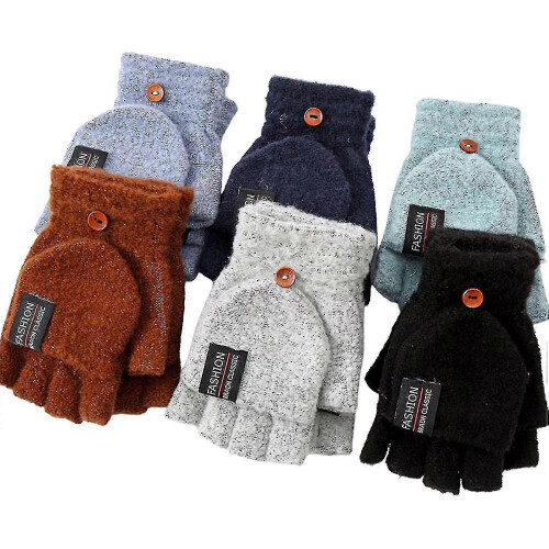 (Dark Blue)Winter Electric Rechargeable Mitten Heated Gloves Fullhalf Finger Warmer Usb It 2