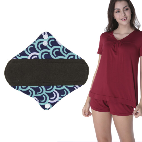 Reusable Bamboo Charcoal Menstrual Pads, Leakproof, 18x18cm 2