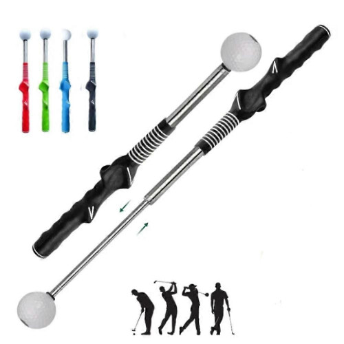 (Green) Gloryboom Telescopic Club,Retractable Golf Swing Training Aid,Golf Grip Trainer