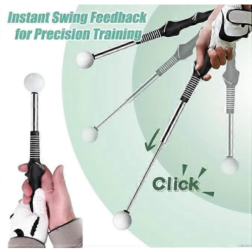(Green) Gloryboom Telescopic Club,Retractable Golf Swing Training Aid,Golf Grip Trainer 2