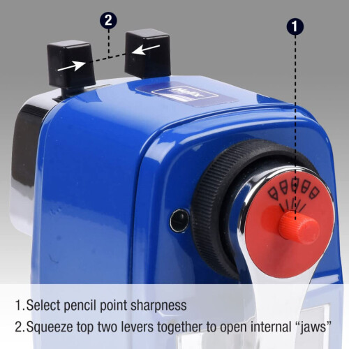 Helix Metal Desktop Sharpener for Standard and Jumbo Pencils (Assorted Colours) 2