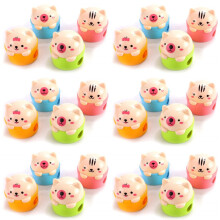 JZK 24 x Small Animal Pencil Sharpener with Container for Kids Party Bags fillers, Cute Pencil Sharpener for Children Birthday Favours, giveaways,