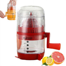(Red) Hand Crank Manual Lemon Juicer Multifunctional Hand Juicer 15oz Anti-Slip Suction Fruit Juicer with Measuring
