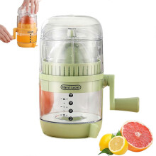 (Green) Hand Crank Manual Lemon Juicer Multifunctional Hand Juicer 15oz Anti-Slip Suction Fruit Juicer with Measuring