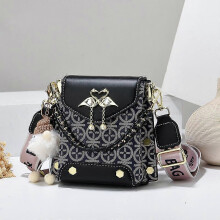 (Black) Adorable Delicate Phone Purse With Adjustable Strap Waterproof Casual Handbag for Woman Girl