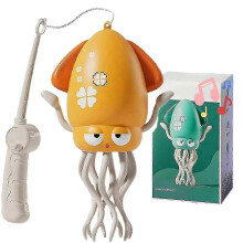 (Yellow And Rod) Electric Crawling Octopus Toy with LED Lights & Music, Smart Obstacle Avoidance