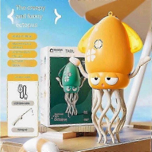 (Yellow) Electric Crawling Octopus Toy with LED Lights & Music, Smart Obstacle Avoidance 1