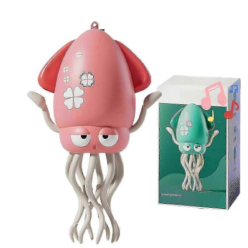 (Pink) Electric Crawling Octopus Toy with LED Lights & Music, Smart Obstacle Avoidance