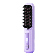 (Purple) Cordless Hair Straightener Brush, Gobrush Pro Effortless Hair Styling, Fast Heated Wireless Mini Hair Brush